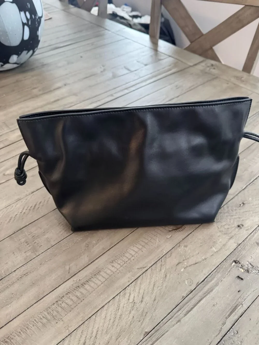 QUINCE Italian Leather Drawstring Pouch Crossbody Bag Black